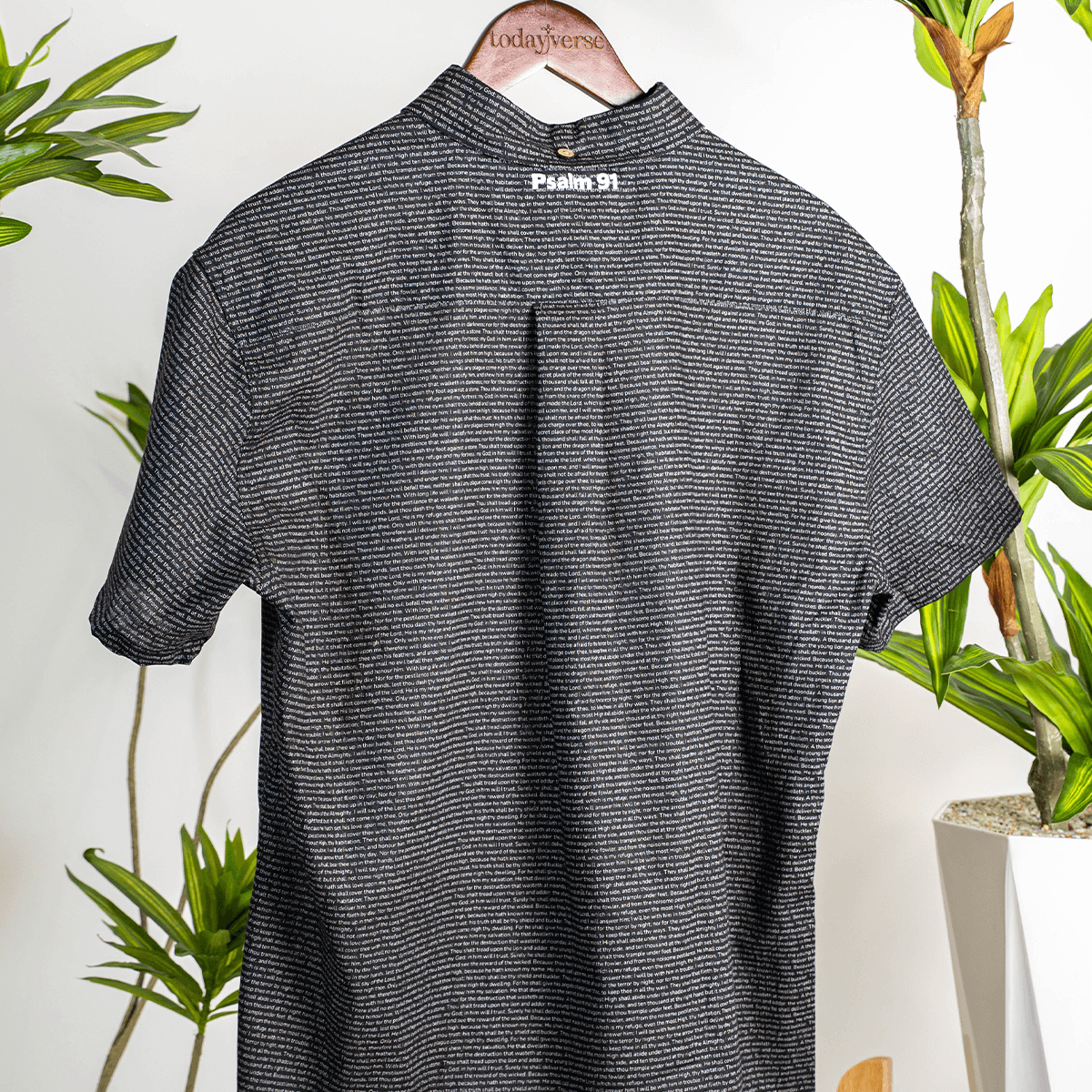 Psalm 91 Men's Linen Textured Cotton Short Sleeve Shirt