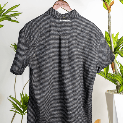 Psalm 91 Men's Linen Textured Cotton Short Sleeve Shirt