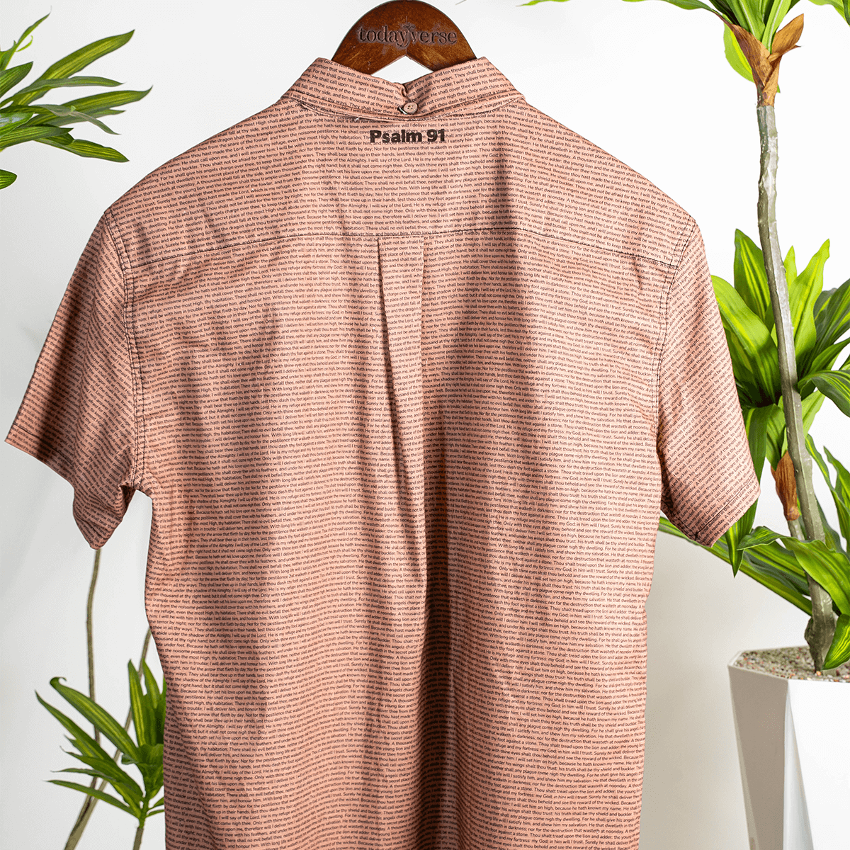 Psalm 91 Men's Linen Textured Cotton Short Sleeve Shirt