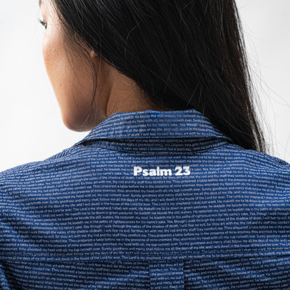 Psalm 23 Women's Linen Textured Cotton Short 3/4 Sleeve Shirt