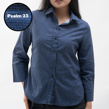 Psalm 23 Women's Linen Textured Cotton Short 3/4 Sleeve Shirt