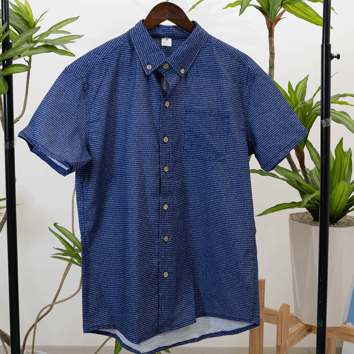 Personalized Men's Linen Textured Cotton Short Sleeve Shirt