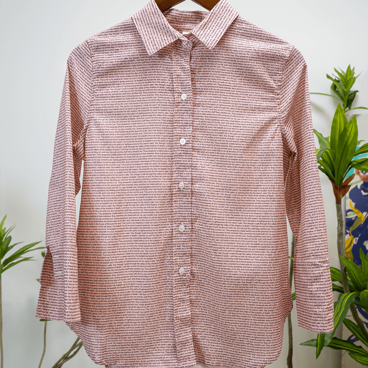 Psalm 23 Women's Linen Textured Cotton Short 3/4 Sleeve Shirt