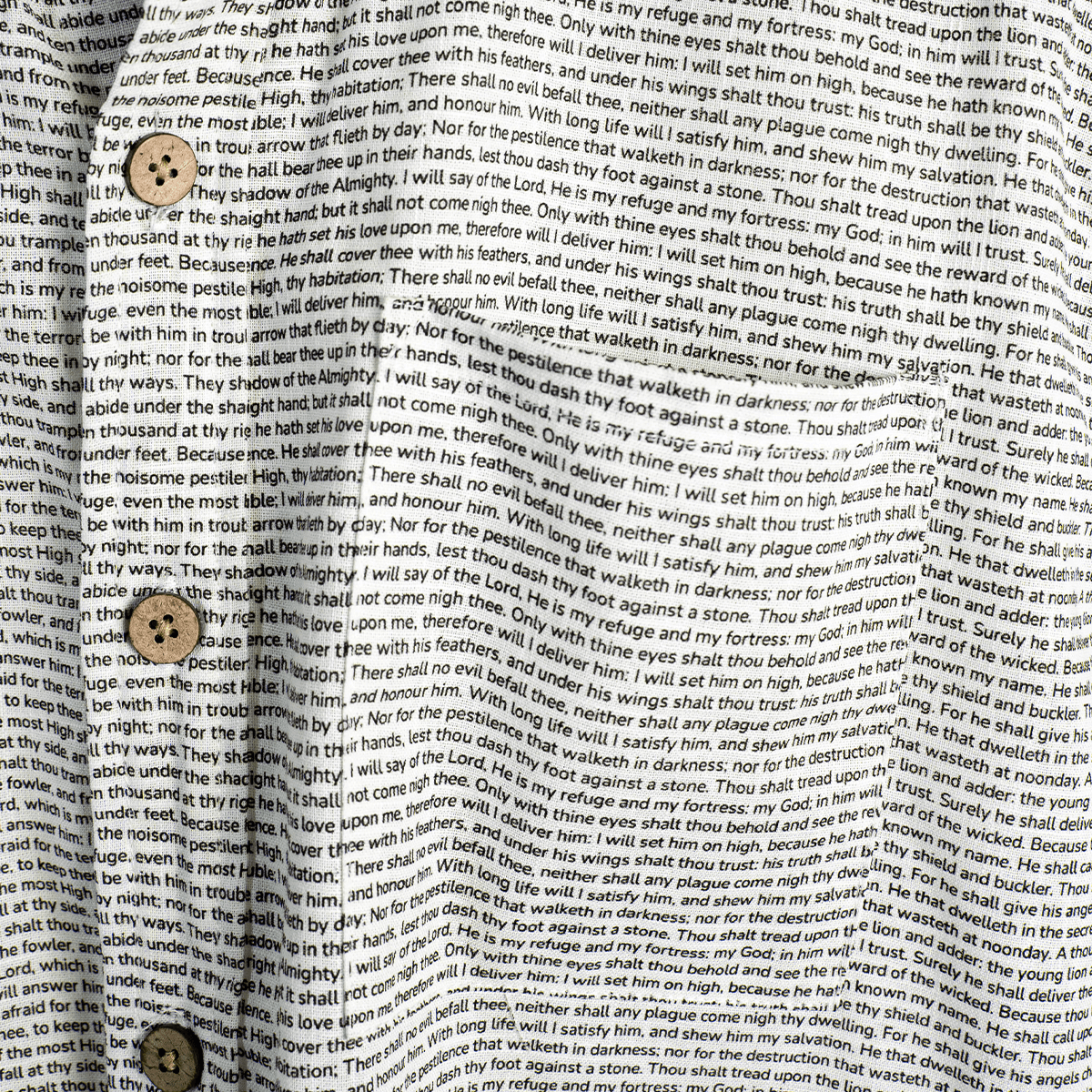 Psalm 91 Men's Linen Textured Cotton Short Sleeve Shirt