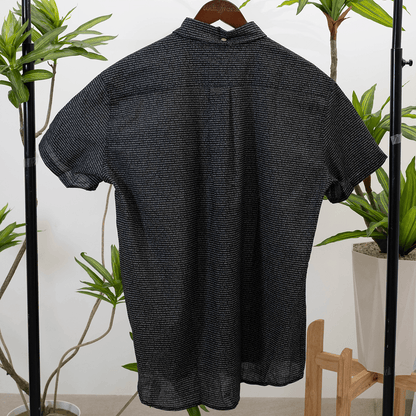 Personalized Men's Linen Textured Cotton Short Sleeve Shirt