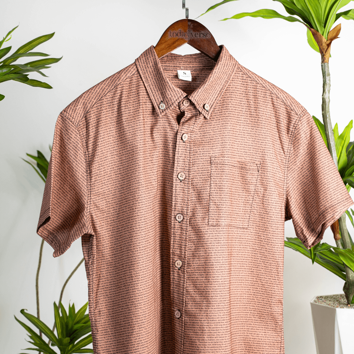 Psalm 91 Men's Linen Textured Cotton Short Sleeve Shirt