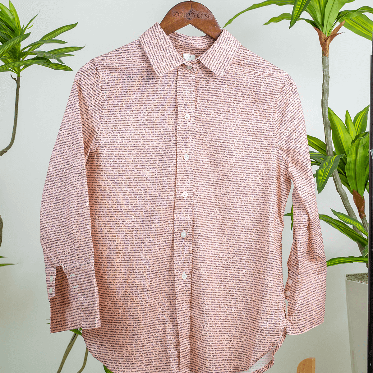 Psalm 91 Women's Linen Textured Cotton Short 3/4 Sleeve Shirt