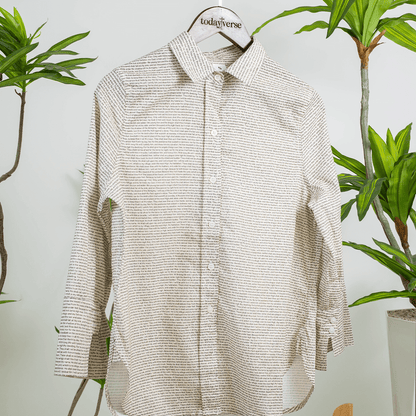 Psalm 91 Women's Linen Textured Cotton Short 3/4 Sleeve Shirt