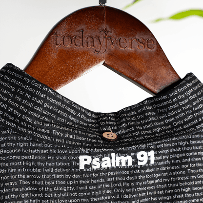 Psalm 91 Men's Linen Textured Cotton Short Sleeve Shirt