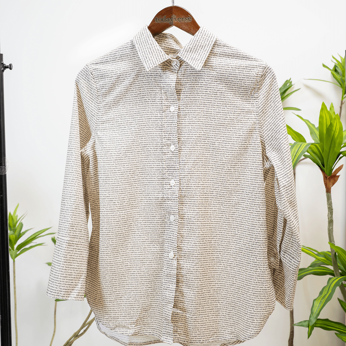 Psalm 23 Women's Linen Textured Cotton Short 3/4 Sleeve Shirt