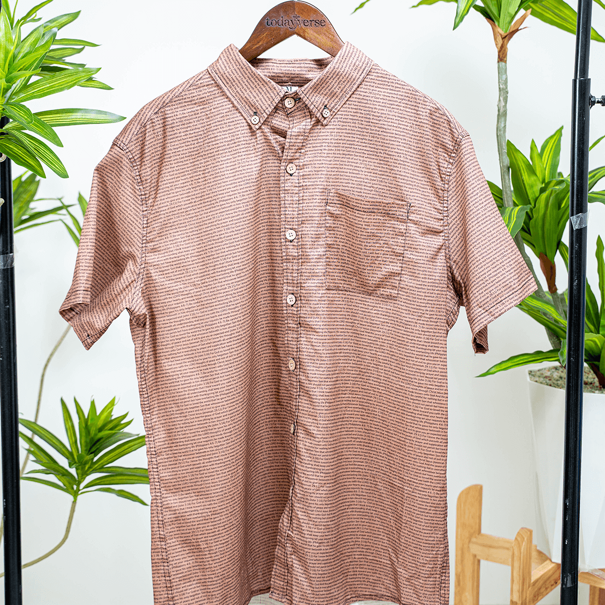 Personalized Men's Linen Textured Cotton Short Sleeve Shirt