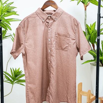 Personalized Men's Linen Textured Cotton Short Sleeve Shirt