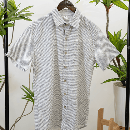 Personalized Men's Linen Textured Cotton Short Sleeve Shirt