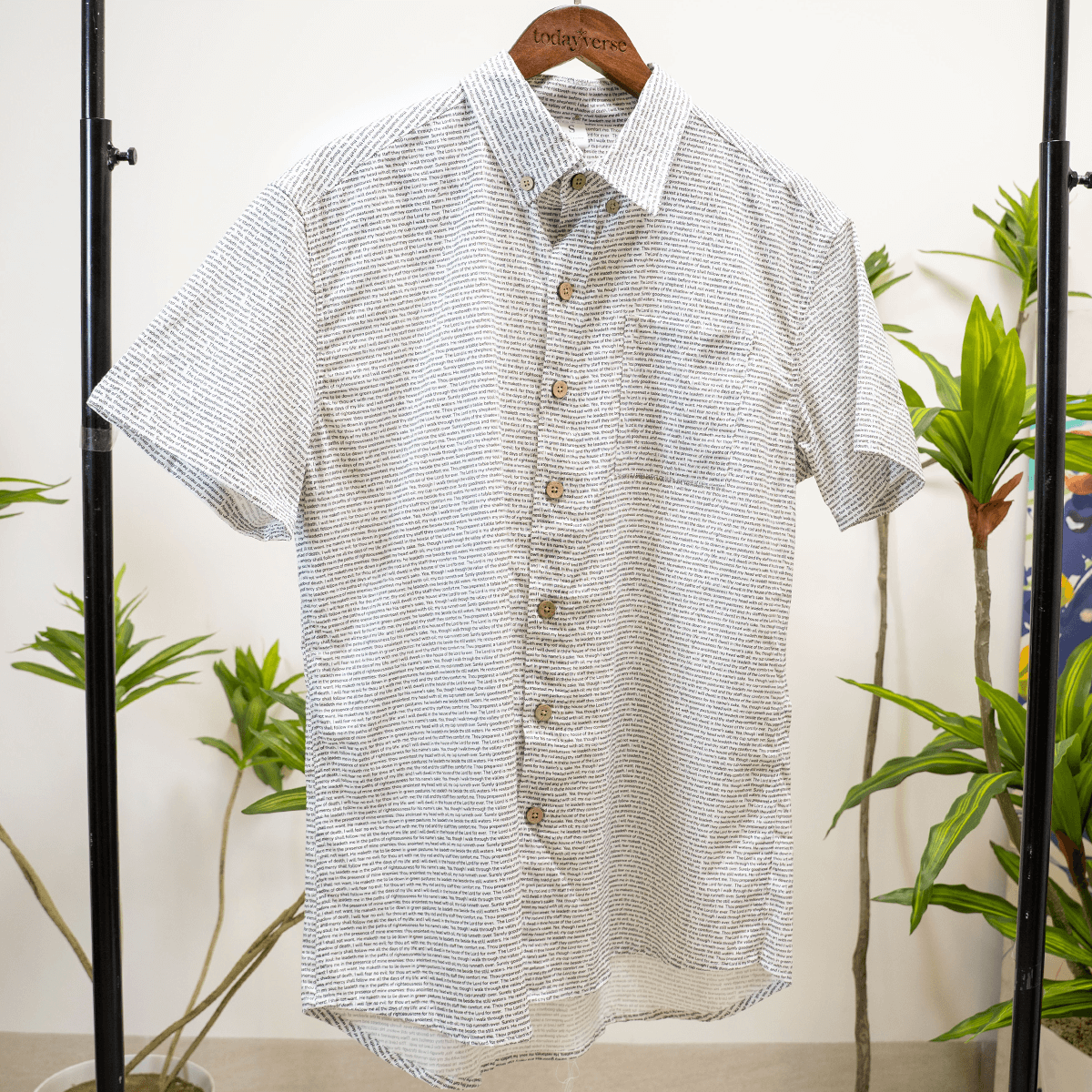 Psalm 23 Men's Linen Textured Cotton Short Sleeve Shirt