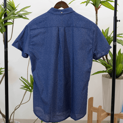 Personalized Men's Linen Textured Cotton Short Sleeve Shirt