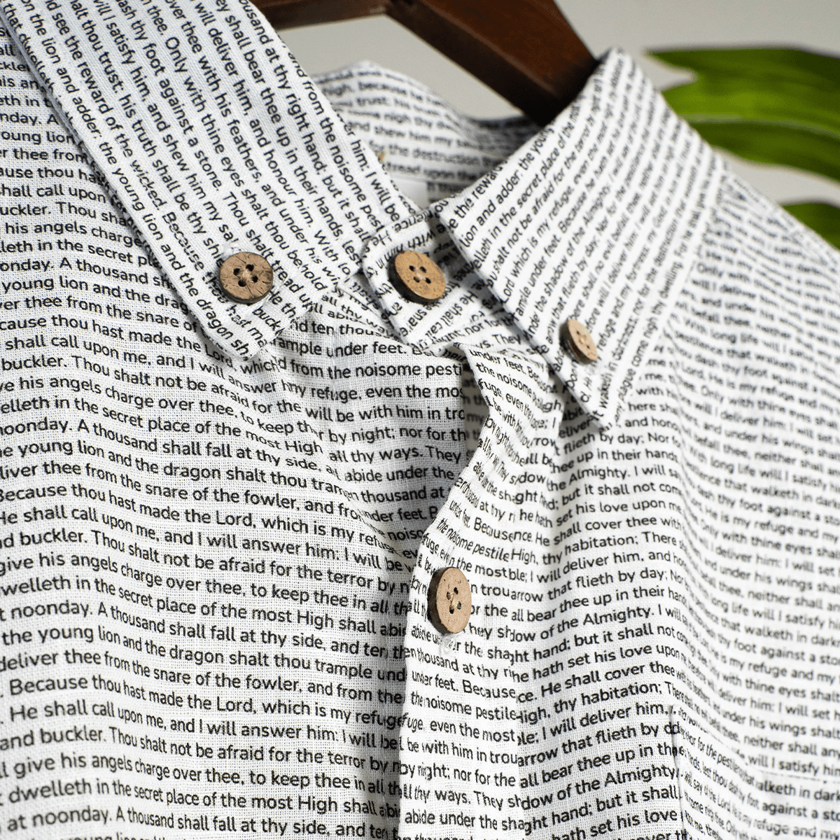 Psalm 91 Men's Linen Textured Cotton Short Sleeve Shirt