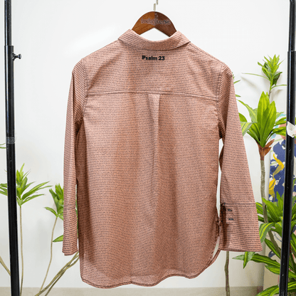 Psalm 23 Women's Linen Textured Cotton Short 3/4 Sleeve Shirt