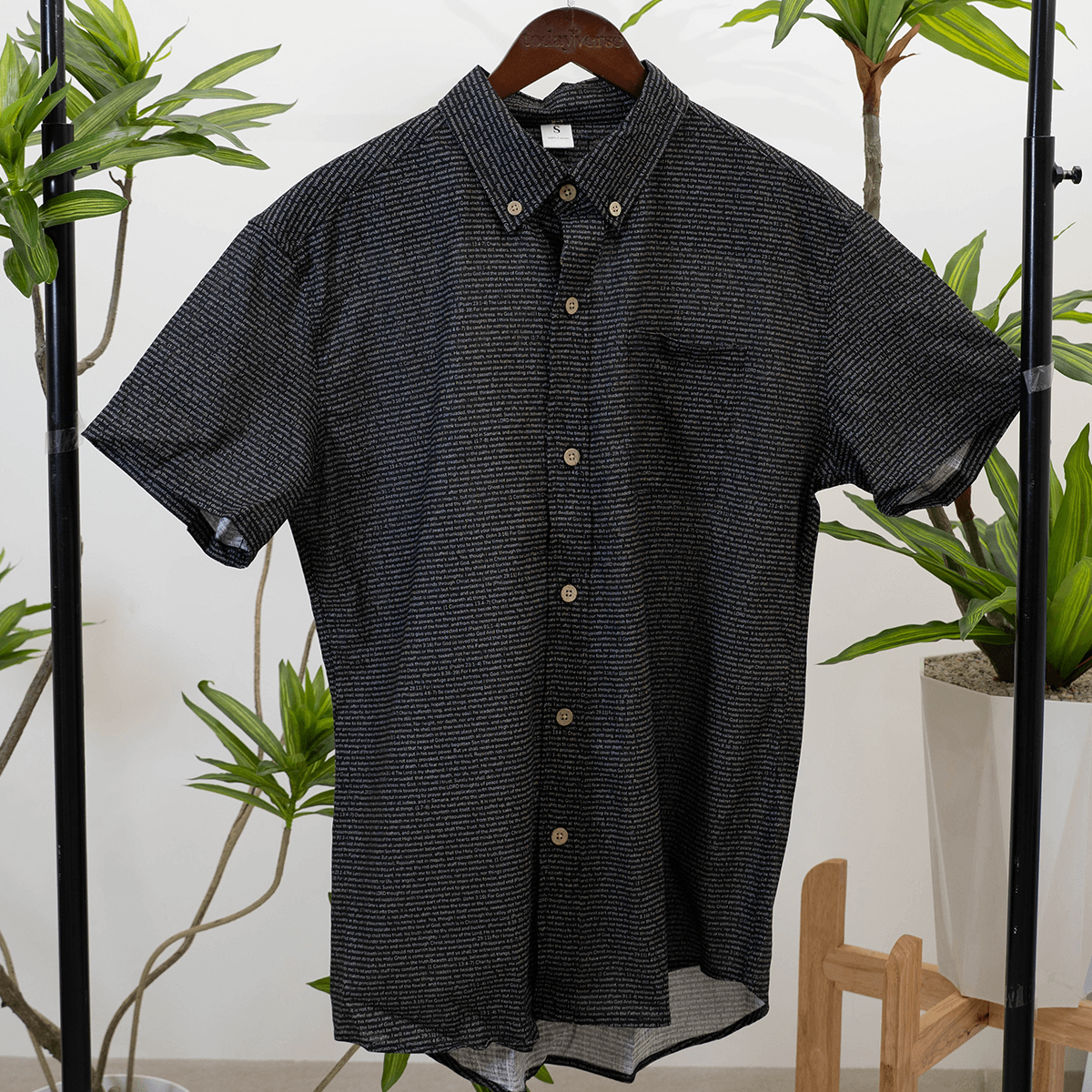 Personalized Men's Linen Textured Cotton Short Sleeve Shirt