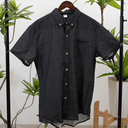 Personalized Men's Linen Textured Cotton Short Sleeve Shirt