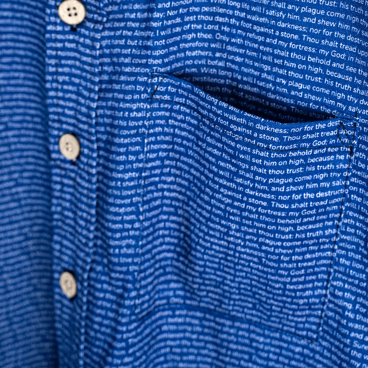 Psalm 91 Men's Linen Textured Cotton Short Sleeve Shirt