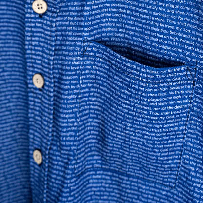 Psalm 91 Men's Linen Textured Cotton Short Sleeve Shirt