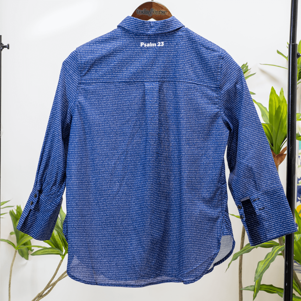 Psalm 23 Women's Linen Textured Cotton Short 3/4 Sleeve Shirt