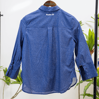 Psalm 23 Women's Linen Textured Cotton Short 3/4 Sleeve Shirt