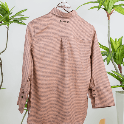 Psalm 91 Women's Linen Textured Cotton Short 3/4 Sleeve Shirt