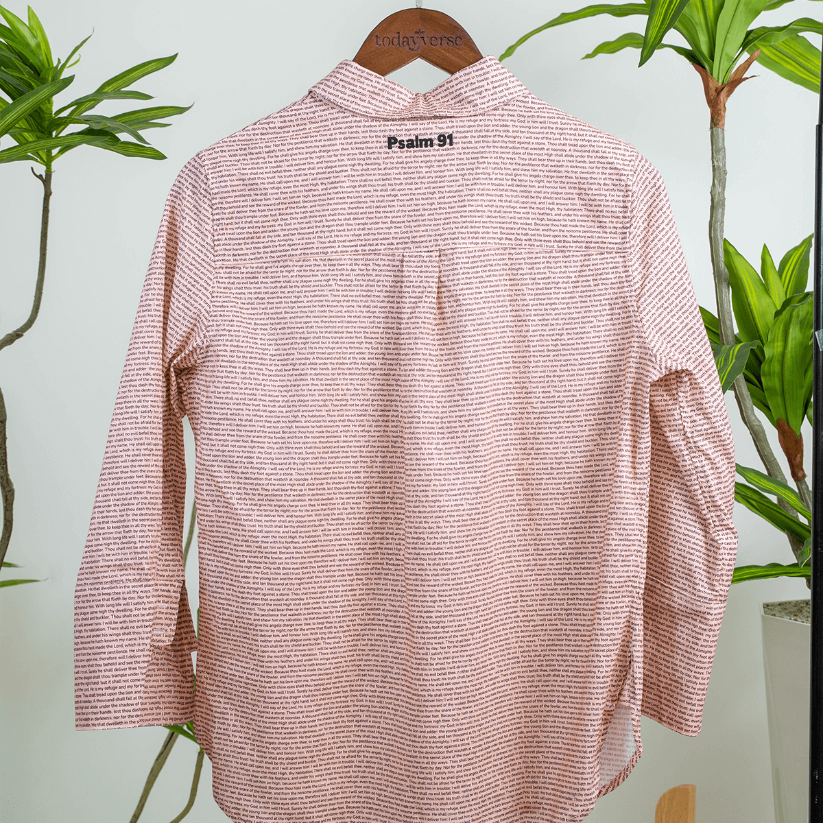 Psalm 91 Women's Linen Textured Cotton Short 3/4 Sleeve Shirt