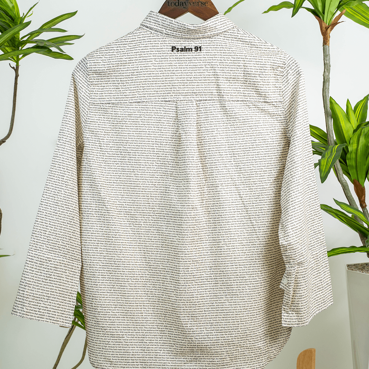 Psalm 91 Women's Linen Textured Cotton Short 3/4 Sleeve Shirt