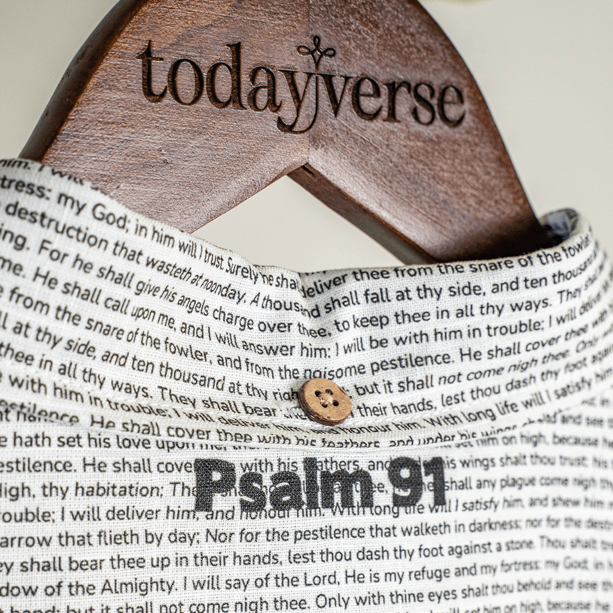 Psalm 91 Men's Linen Textured Cotton Short Sleeve Shirt