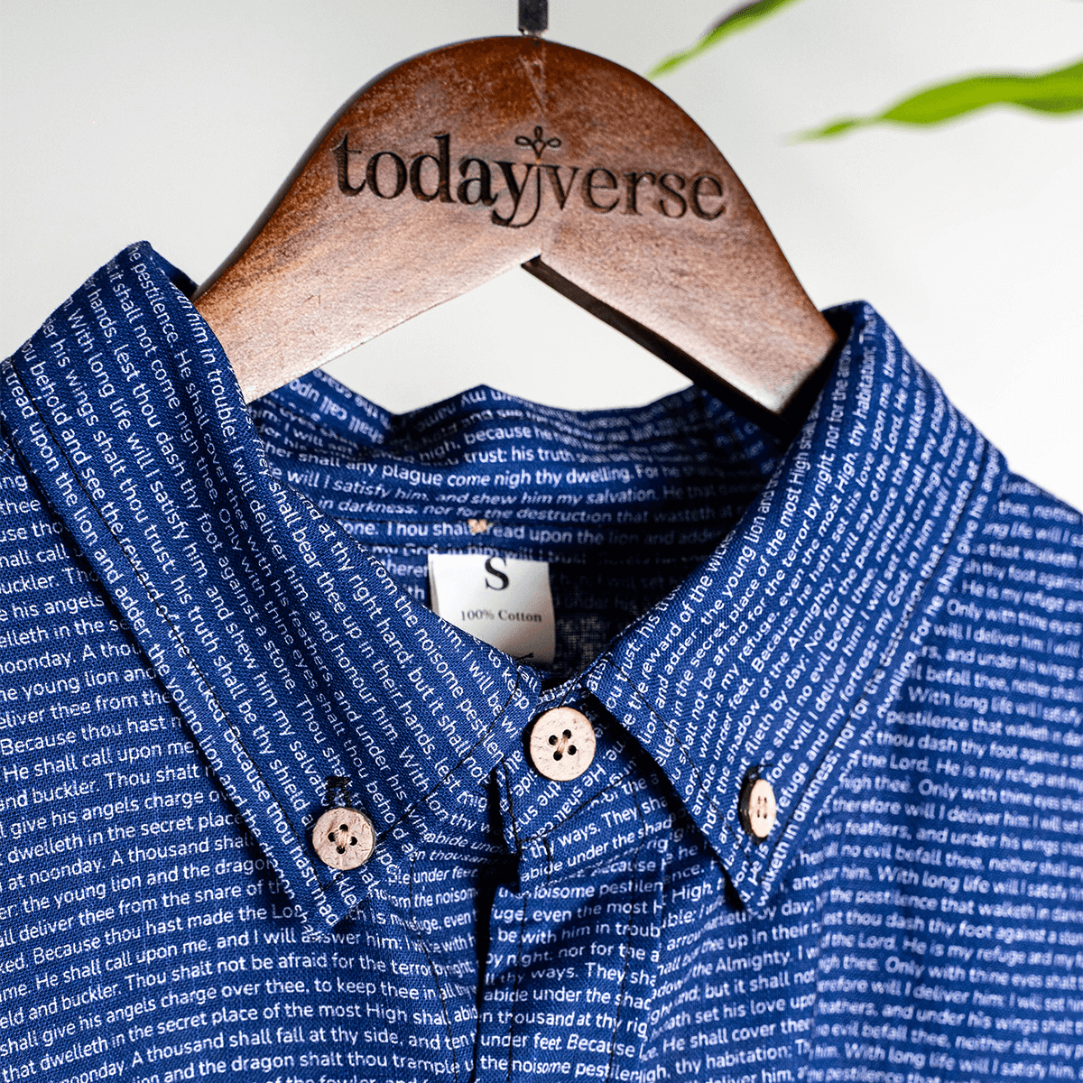 Psalm 91 Men's Linen Textured Cotton Short Sleeve Shirt