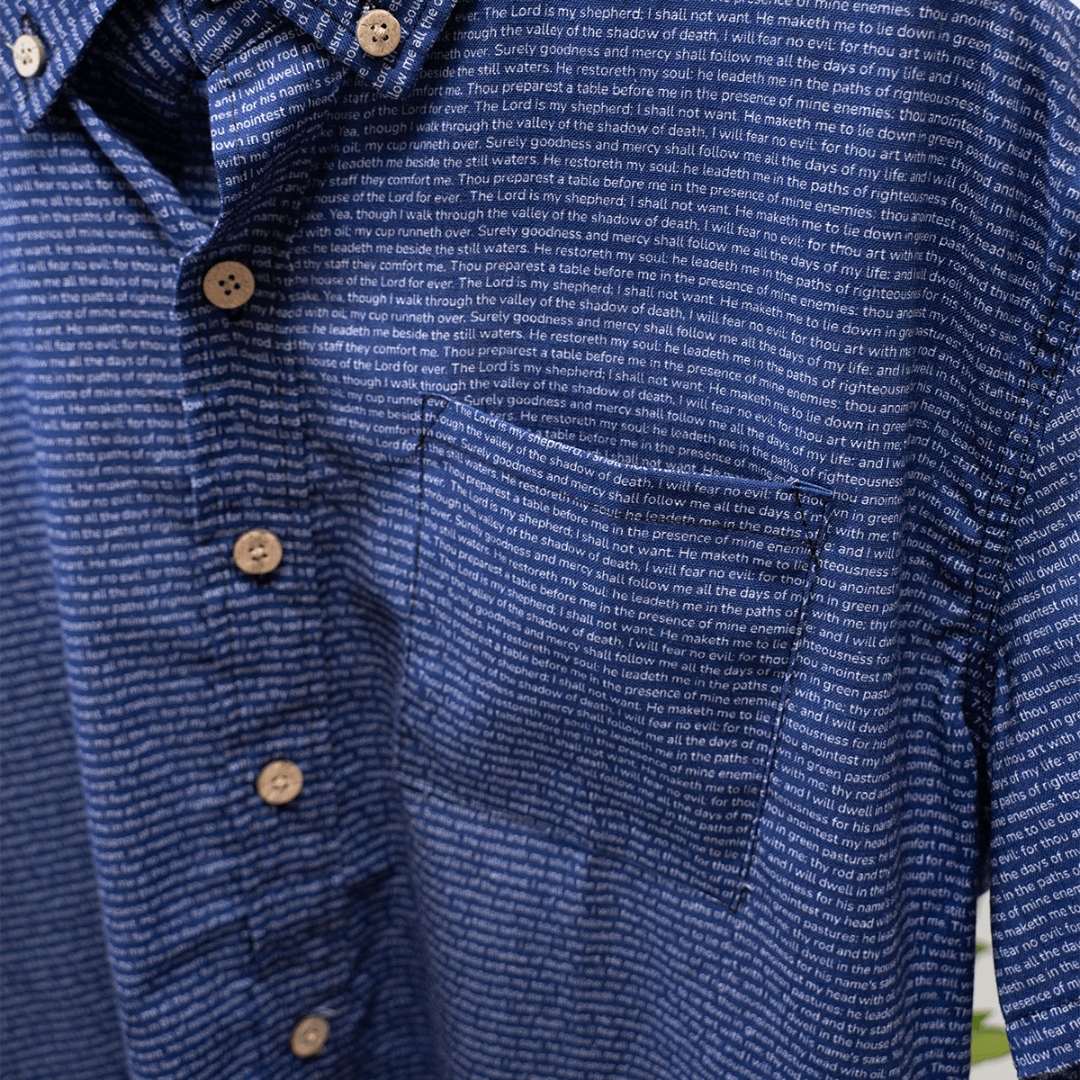 Psalm 23 Men's Linen Textured Cotton Short Sleeve Shirt