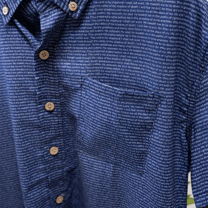 Psalm 23 Men's Linen Textured Cotton Short Sleeve Shirt