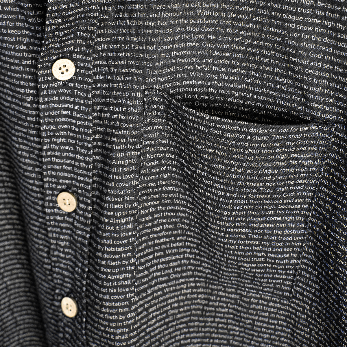 Psalm 91 Men's Linen Textured Cotton Short Sleeve Shirt