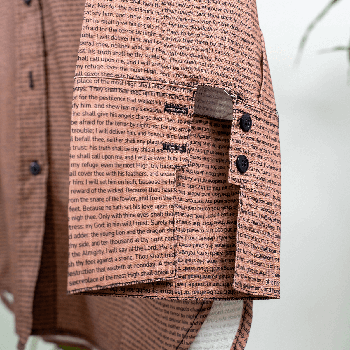 Psalm 91 Women's Linen Textured Cotton Short 3/4 Sleeve Shirt