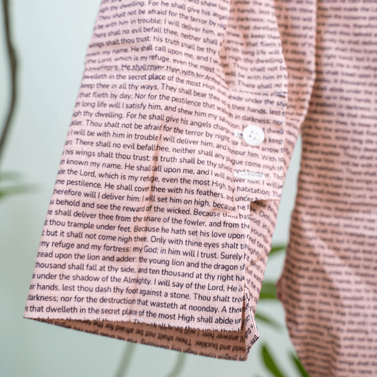 Psalm 91 Women's Linen Textured Cotton Short 3/4 Sleeve Shirt