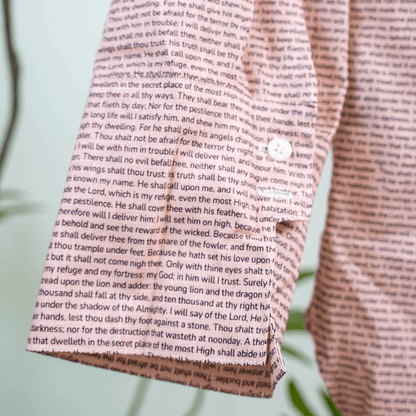 Psalm 91 Women's Linen Textured Cotton Short 3/4 Sleeve Shirt