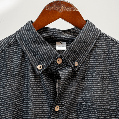 Psalm 23 Men's Linen Textured Cotton Short Sleeve Shirt