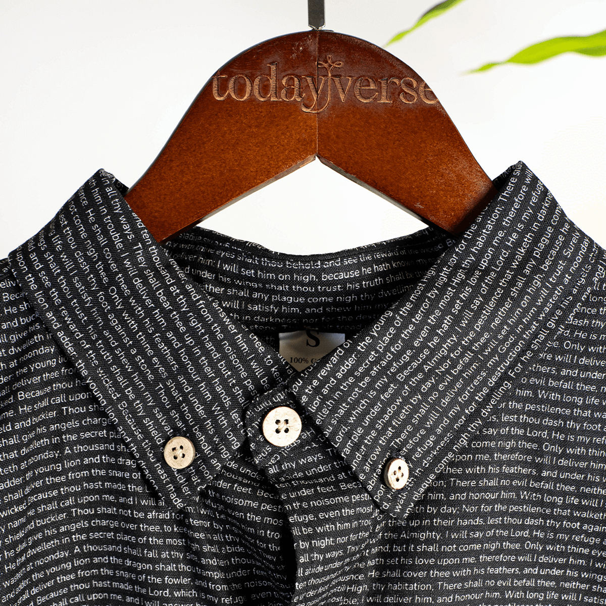 Psalm 91 Men's Linen Textured Cotton Short Sleeve Shirt