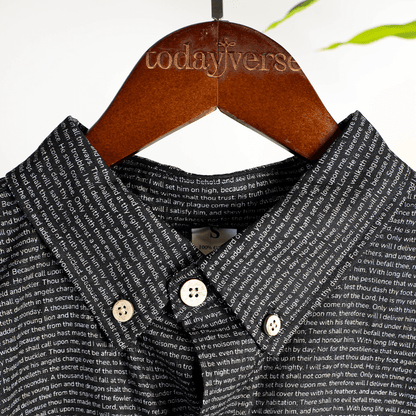 Psalm 91 Men's Linen Textured Cotton Short Sleeve Shirt