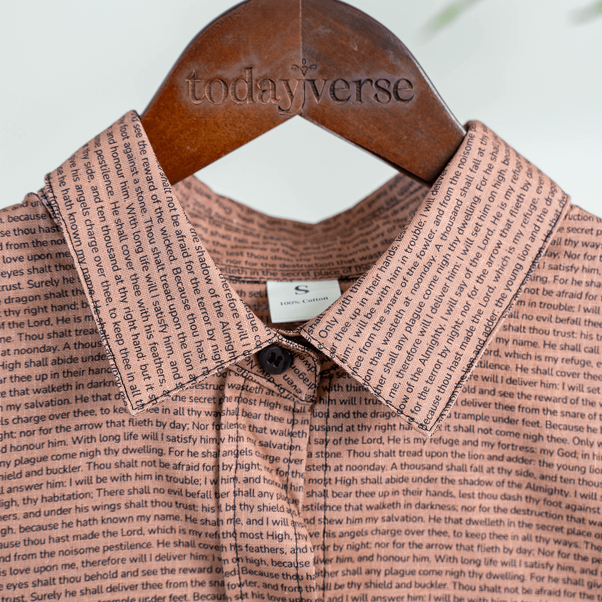 Psalm 91 Women's Linen Textured Cotton Short 3/4 Sleeve Shirt