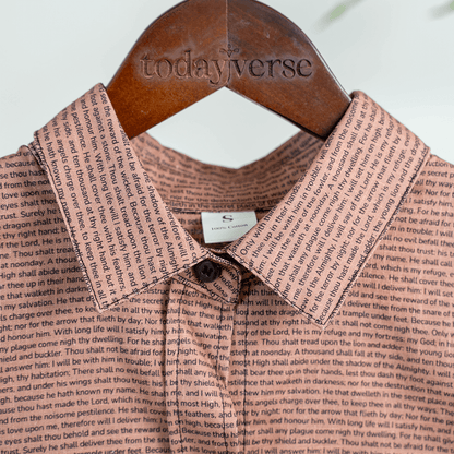 Psalm 91 Women's Linen Textured Cotton Short 3/4 Sleeve Shirt