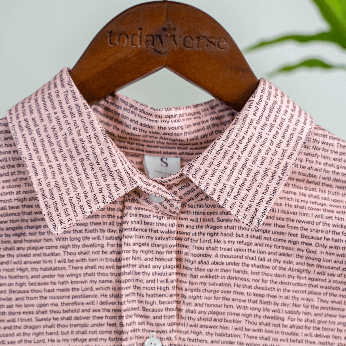 Psalm 91 Women's Linen Textured Cotton Short 3/4 Sleeve Shirt