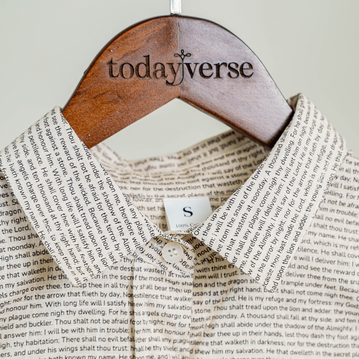 Psalm 91 Women's Linen Textured Cotton Short 3/4 Sleeve Shirt