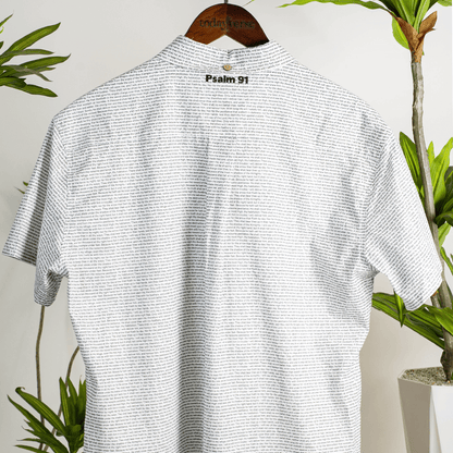 Psalm 91 Men's Linen Textured Cotton Short Sleeve Shirt