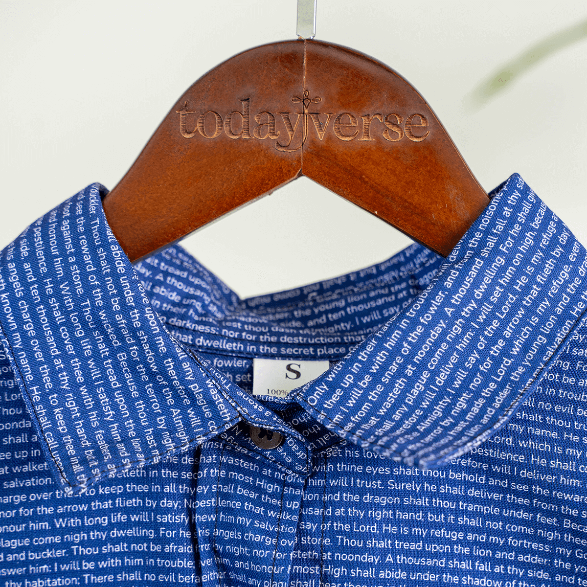 Psalm 91 Women's Linen Textured Cotton Short 3/4 Sleeve Shirt