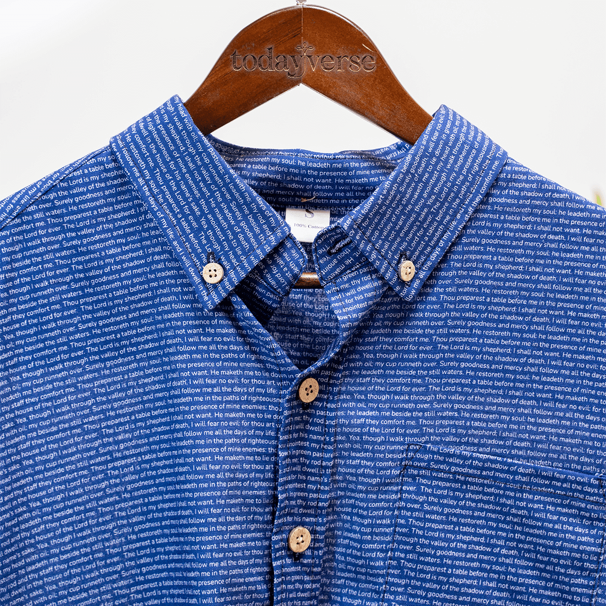 Psalm 23 Men's Linen Textured Cotton Short Sleeve Shirt