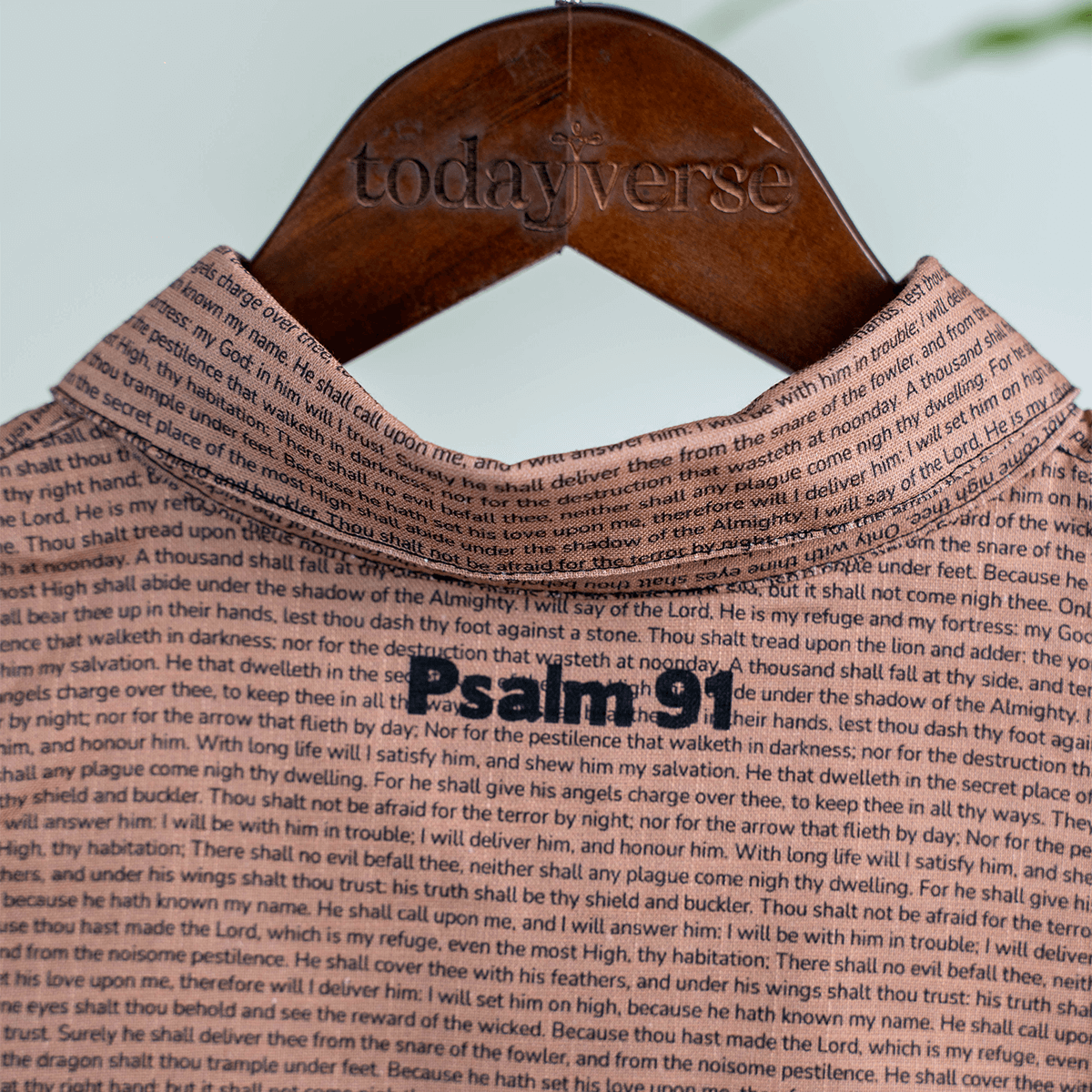Psalm 91 Women's Linen Textured Cotton Short 3/4 Sleeve Shirt