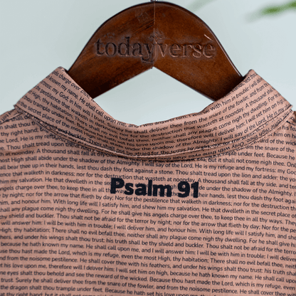 Psalm 91 Women's Linen Textured Cotton Short 3/4 Sleeve Shirt
